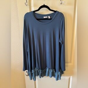 LOGO by Lori Goldstein Blue Long Sleeve Blouse - Plus size, business casual,boho